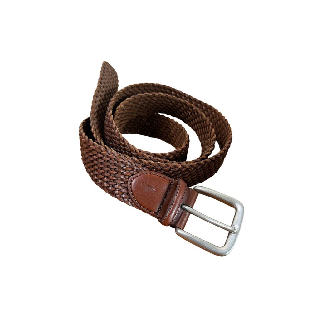 Polo Ralph Lauren Mens Size 50 Brown Braided Woven Leather Belt Big Tall